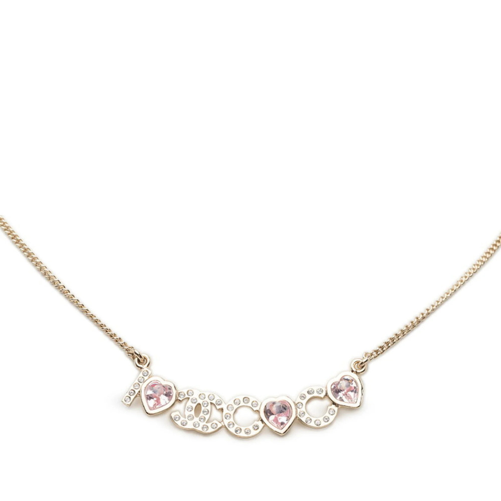 CHANEL Authentic Gold Logo Necklace